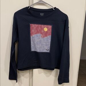 Roxy Dark Blue Graphic Long Sleeve Top